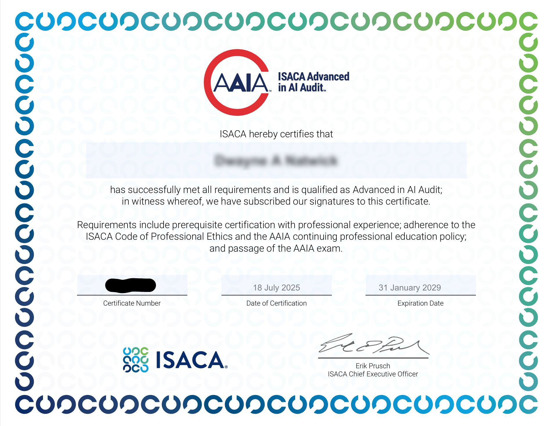AAIA Certificate