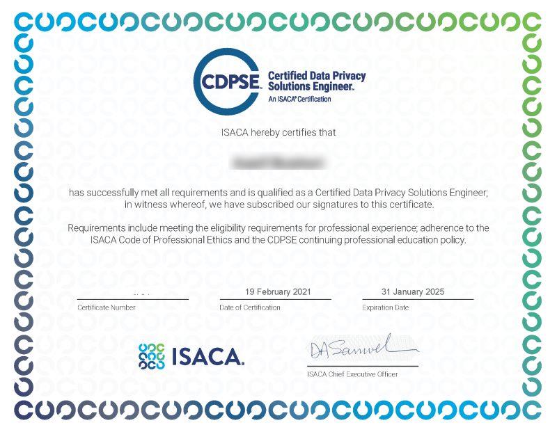 CDPSE Certificate