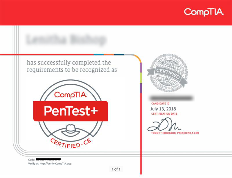 PenTest+ Certificate