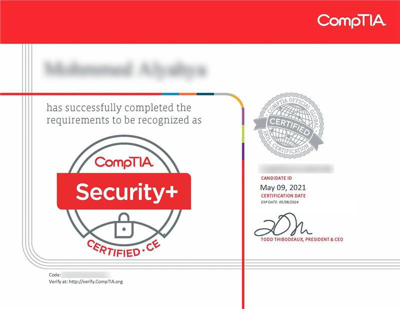 CompTIA Security+ Certificate